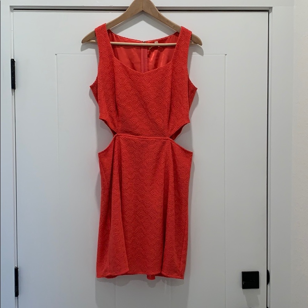 Coral cut out minidress